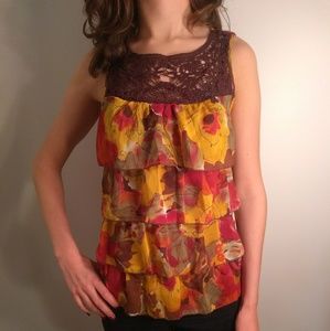 A colorful lace tank top